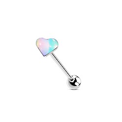 Сердце 304 Прямые кольца для языка в виде штанги из нержавеющей стали и акрила, цвет нержавеющей стали, красочный, сердце, штифты : 1.6 мм, Руководитель: 5 mm, длина стержня: 5/8"(16мм)