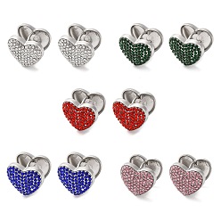 (52) Непрозрачная лаванда 304 женские серьги-кольца со стразами из нержавеющей стали, сердце, разноцветные, 13.5x16x14 мм