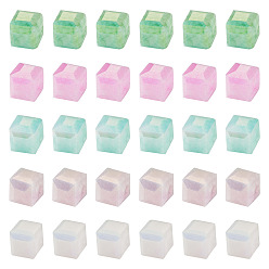 (52) Непрозрачная лаванда 50шт 5 цвета гальванизированные непрозрачные стеклянные бусины, кубические, граненые, разноцветные, 5.5~6x6x6 мм, отверстие : 1 мм, 10 шт / цвет