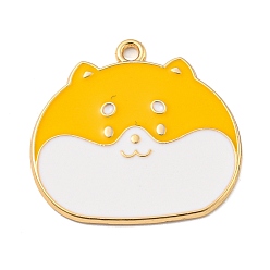 Золотистый Подвески из эмали и сплава, долговечный, золотые, собачий шарм, золотые, 24x25.5x1 мм, отверстие : 1.8 мм