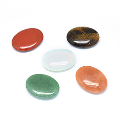 Mixed Stone Natural & Synthetic Mixed Stone Oval Palm Stone, Reiki Healing Pocket Stone for Anxiety Stress Relief Therapy, 44~45x33~34x9~12mm