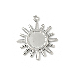 Нержавеющая Сталь Цвет 304 Настройки кабошон из нержавеющей стали кулон, солнечные чары, цвет нержавеющей стали, лоток : 8 мм, 22x19.5x2 мм, отверстие : 1.6 мм
