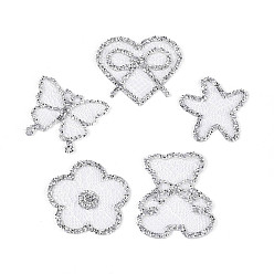 Mixed Shapes Стразы для термофиксации с кружевом, горный хрусталь, пришивание ленты со стразами, аксессуары для костюма, разнообразные, 32~44x37.5~42x1.5 мм