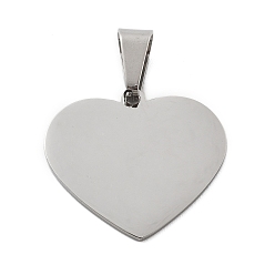 Нержавеющая Сталь Цвет 304 подвески из нержавеющей стали, штамповка пустой метки, шарма сердца, цвет нержавеющей стали, 22.5x25x1 мм, отверстие : 9.5x4.5 мм