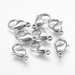 Stainless Steel Color 304 Stainless Steel Lobster Claw Clasps, Stainless Steel Color, 19x11.5x5mm, Hole: 2mm