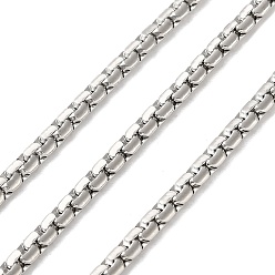 Нержавеющая Сталь Цвет 304 нержавеющая сталь коробка цепи, несварные, с катушкой, цвет нержавеющей стали, 2.7x1.6 мм