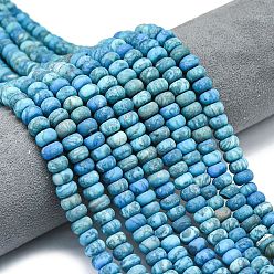 Темно-Голубой Окрашенные нити бусин из натурального камня-карты, матовые, рондель, глубокое синее небо, 8x5 мм, отверстие : 1.4 мм, около 73~75 шт / нитка, 14.96''~15.16'' (38~38.5 см)