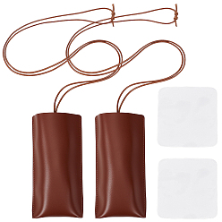 Sienna 2Pcs Rectangle PU Leather Glasses Storage Bags, Sunglasses Case, with 2Pcs Suede Fiber Glasses Cleaning Cloth, Sienna, 800mm