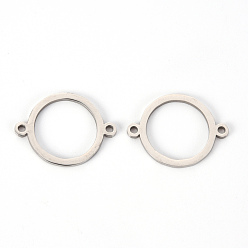 Stainless Steel Color Non-Tarnish 201 Stainless Steel Links Connectors, Laser Cut, Round Ring, Stainless Steel Color, 19.5x15x1mm, Hole: 1.2mm