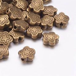 Античная Бронза Сплавочные овальные бусины тибетского стиля , без свинца и без кадмия, античная бронза , цветок, длиной около 7 мм , шириной 7 мм , толщиной 2.5 мм , отверстие : 1.5 мм