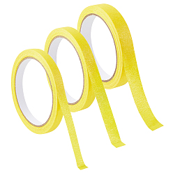 Желтый 3 рулоны 3 цвета гофрированная бумага малярная лента, клейкая лента текстурированная бумага, для покраски, упаковка и защита окон, желтые, 10~15 мм, около 20 м / рулон, 1 рулон / цвет