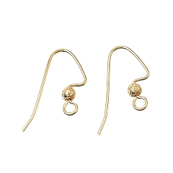 Real 18K Gold Plated & 925 Sterling Silver Plated Латунные крючки для сережек, провод уха, с горизонтальной петлей, без свинца, без кадмии и без никеля, настоящие 18 позолоченные K & 925 покрытые стерлинговым серебром, 17 мм, отверстие : 2 мм, штифты : 0.7 мм