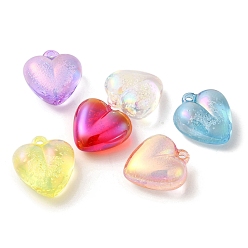 Mixed Color Transparent Acrylic Bubble Pendants, Heart, Mixed Color, 27.5x24.5x13mm, Hole: 3.2mm