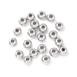 Stainless Steel Color 304 Stainless Steel Spacer Beads, Round, Stainless Steel Color, 6x5mm, Hole: 2mm