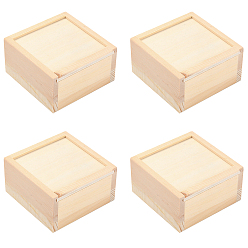 Blanched Almond Wooden Storage Boxes, for Jewelry Boxes, Square with Pulling Type, Blanched Almond, 9x9x5cm