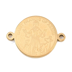 Золотой Религия 304 подвески из нержавеющей стали, звенья круглой медали святого Франциска Ассизского, золотые, 16x21.5x2 мм, отверстие : 1.2 мм