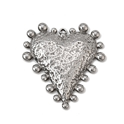 Stainless Steel Color 304 Stainless Steel Pendants, Heart Charms, Stainless Steel Color, 41.5x37x3.5mm, Hole: 2mm