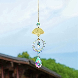 Fan Кристалла Suncatcher, с металлическая фурнитурой, для дома, садовые украшения, вентилятор, 290x55 мм