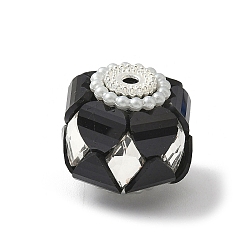 Черный Прозрачные акриловые бусины, круглые, абс пластик перламутровый и стекло и сплав, для ручек с бусинами, брелки, ювелирные изделия и ремесла, чёрные, 20x19x18.5 мм, отверстие : 2.4 мм