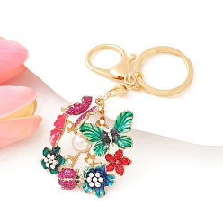 Зеленый Брелки из цинкового сплава, с горный хрусталь и пластиковой бисера, зелёные, 110 мм