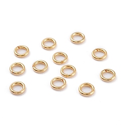 Real 18K Gold Plated 304 Stainless Steel Jump Rings, Open Jump Rings, Round Ring, Real 18K Gold Plated, 21 Gauge, 6x0.7mm, Inner Diameter: 4.6mm