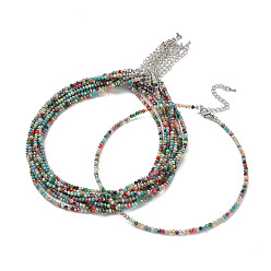 Coloré Collier de perles de verre rondelle à facettes pour femme, avec des agrafes en alliage, colorées, 16.14 pouce (41 cm), 3mm