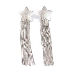 Платина Серьги из латуни со звездами, серьги с кисточками для женщин, без кадмия и без свинца, долговечный, платина, 97x24 мм
