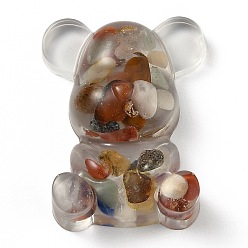 Другие Кварцы Украшения дисплей смолы, с натуральной кварцевой крошкой внутри, медведь, 53.5~53.8x41~41.5x17.5~21 мм