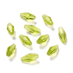 Зелено-Желтый Прозрачные стеклянные шарики k 9, граненые, двухконусные, зеленый желтый, 12x6 мм, отверстие : 1 мм