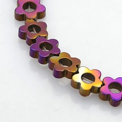 С Фиолетовым Покрытием Гальванизировать немагнитных синтетический гематит бисер пряди, цветок / цветок сливы, с фиолетовым покрытием, 6x6x2 мм, отверстие : 1 мм, внутренний диаметр: 2 мм, около 72 шт / нитка, 15.7 дюйм