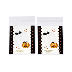 Белый Дым Пластиковый пакет для выпечки на тему хэллоуина, с самоклеющейся, для шоколада, конфеты, печенье, квадратный, серый, 130x100x0.2 мм, около 100 шт / упаковка
