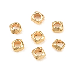Real 18K Gold Plated Brass Spacer Beads, Square, Real 18K Gold Plated, 2x2x1mm, Hole: 1.2mm