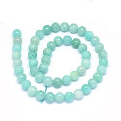 Amazonite Natural Amazonite Beads Strands, Round, 9~10mm, Hole: 0.8mm, about 40~41pcs/strand, 15.3~15.7 inch(39~40cm)