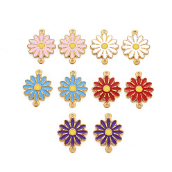 (52) Непрозрачная лаванда 304 соединительные звенья эмалированные нержавеющие, ионное покрытие (ip), золотые, цветок, разноцветные, 21x15.5x2 мм, отверстие : 1.4 мм