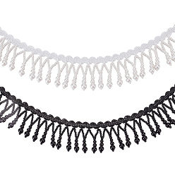 (52) Непрозрачная лаванда 2ярды 2 цвета полиэстеровая бахрома отделка, украшение занавеса, аксессуары для костюма, с пластиковой жемчужины, разноцветные, 50 мм, 1 двор / цвет