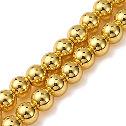 с Золотистым Покрытием Стеклянные бусины с гальваническим покрытием , круглые, с золотым покрытием, 8x7.5 мм, отверстие : 1.2 мм, около 54 шт / нитка, 8.07'' (20.5 см)