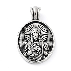 Античное Серебро 304 подвески из нержавеющей стали, овал со святым шармом, античное серебро, 42x26x4.7 мм, отверстие : 5x5.2 мм