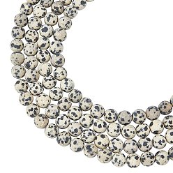 Dalmatian Jasper Natural Dalmatian Jasper Beads Strands, Frosted, Round, 8~8.5mm, Hole: 1mm, about 47pcs/strand, 15.5 inch(39.37cm), 4strands/box