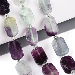 Флюорит Природных красочные флюорита бисер нитей, с бисером, прямоугольные, 9.5~14x7~10x4~6.5 мм, отверстие : 0.8~1 мм, около 12~15 шт / нитка, 6.69~8.07'' (17~20.5 см)