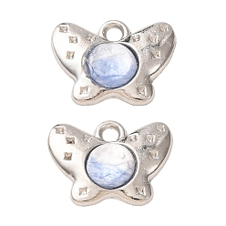 Cornflower Blue Alloy Resin Pendnats, Butterfly Charms, Platinum, Cornflower Blue, 11.5x15x4mm, Hole: 1.7mm
