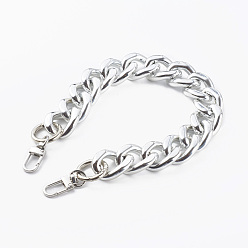 Platinum UV Plating ABS Plastic Linking Rings Bag Handles, Wallet Chains, with Zinc Alloy Swivel Clasps & Spring Gate Rings, Platinum, 15.7 inch(40cm)