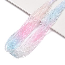 Светло-Голубой Прозрачный градиент цвета стеклянные бусины пряди, сегментированные разноцветные бусины, граненые круглые, Небесно-голубой, 2x2.5 мм, отверстие : 0.8 мм, около 175~180 шт / нитка, 13.78~14.4'' (35~36 см)