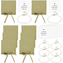 Темный Хаки 8шт. браслет из стеклянных жемчужин и бусин, ионное покрытие (IP) 316 ювелирные изделия из хирургической нержавеющей стали, с 8шт. бумажных благодарственных открыток, 8шт. браслеты ожерелья, Темный хаки, 7-1/2 дюйм (18.9 см)