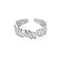 Stainless Steel Color Non-Tarnish 304 Stainless Steel Empaistic Open Cuff Rings, Stainless Steel Color, US Size 6 1/2(16.9mm)