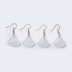Quartz Crystal Natural Quartz Crystal Dangle Earrings, with Platinum Tone Brass Findings, Triangle, 38mm, Pin: 0.7mm