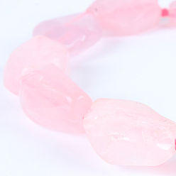 Розовый Кварц Природные драгоценные камни розовые кварцевые самородки бусины, 22~38x15~30x8~20 мм, отверстие : 2 мм, около 10~17 шт / нитка, 16.54 дюйм