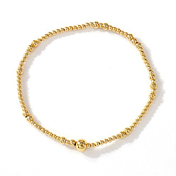 Золотистый Круглые латунные эластичные браслеты с бусинами, золотые, внутренний диаметр: 6.50 дюйм (16.5 см)