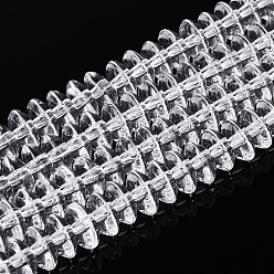 Прозрачный Прозрачные стеклянные бусины, рондель, прозрачные, 6x3 мм, отверстие : 1 мм, около 118~121 шт / нитка, 14.96~15.31'' (38~38.9 см)