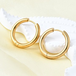 Настоящее золото 14K Круглые 304 серьги-кольца из нержавеющей стали, ионное покрытие (ip), реальный 14 k позолоченный, 21x22x3 мм