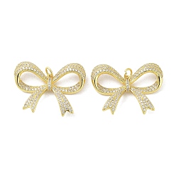 Настоящее золото 18K Стойка металлическая латунная микропрофилированная кубическая циркония подвески, с целью перехода в кольце, долговечный, без свинца, без кадмии и без никеля, бантом, реальный 18 k позолоченный, 23x30.5x4 мм, отверстие : 3.4 мм